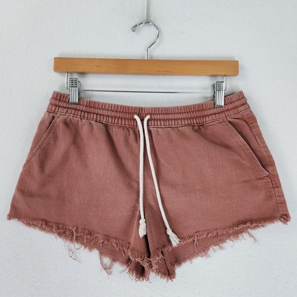 aerie Pants - Aerie Shorts Womens Medium Terracotta Pink Loungewear Raw Hem Drawstring Casual